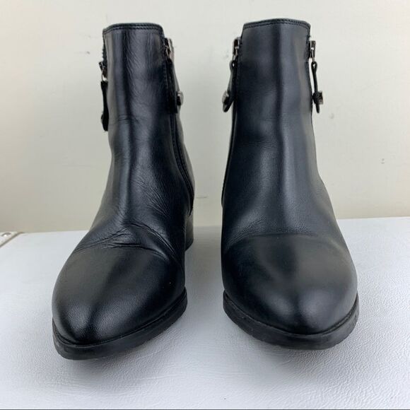Fabianelli Black Leather Heeled Side-zip Booties S6 - Picture 5 of 14